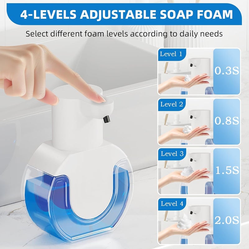 Ipefan Automatic Soap Dispenser Touchless,Rechargeable Foaming Soap Dispenser,15oz/420ml Smart Hand Soap Dispensers,4-Level Adjustable,Wall Mount for Bathroom Kitchen Dish Soap,Hands-Free - Image 4
